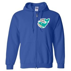 Save The Ocean Whale Illustration Great Gift Full Zip Hoodie