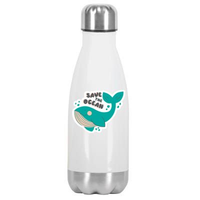 Save The Ocean Whale Illustration Great Gift Stainless Steel Insulated Water Bottle