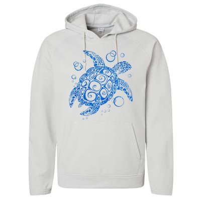 Sea Turtle Ocean Animals Performance Fleece Hoodie