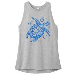 Sea Turtle Ocean Animals Ladies PosiCharge Tri-Blend Wicking Tank