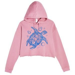 Sea Turtle Ocean Animals Crop Fleece Hoodie