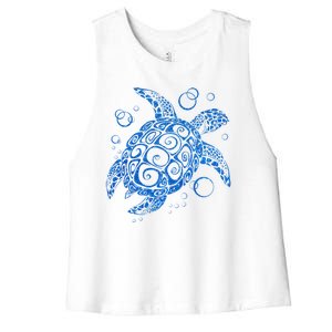 Sea Turtle Ocean Animals Women's Racerback Cropped Tank