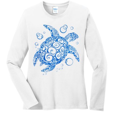 Sea Turtle Ocean Animals Ladies Long Sleeve Shirt