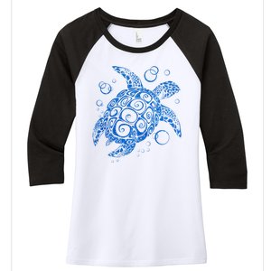 Sea Turtle Ocean Animals Women's Tri-Blend 3/4-Sleeve Raglan Shirt