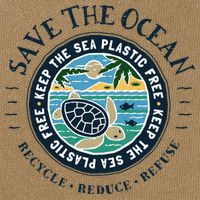 Save The Ocean Keep The Sea Plastic Free Turtle Scene Cotton Canvas Backpack