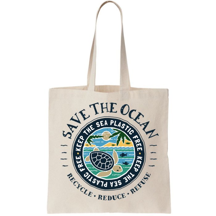 Save The Ocean Keep The Sea Plastic Free Turtle Scene Bag