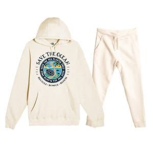 Save The Ocean Keep The Sea Plastic Free Turtle Scene Premium Hooded Sweatsuit Set