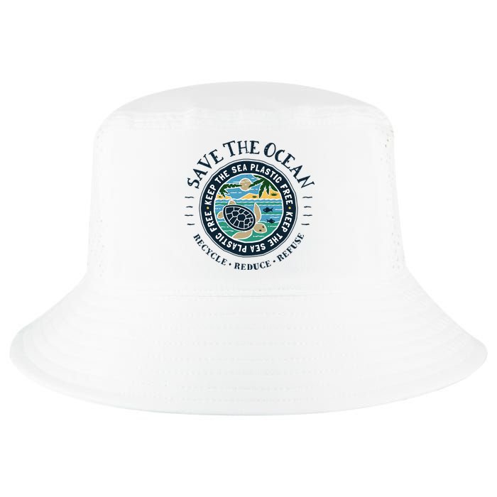 Save The Ocean Keep The Sea Plastic Free Turtle Scene Cool Comfort Performance Bucket Hat