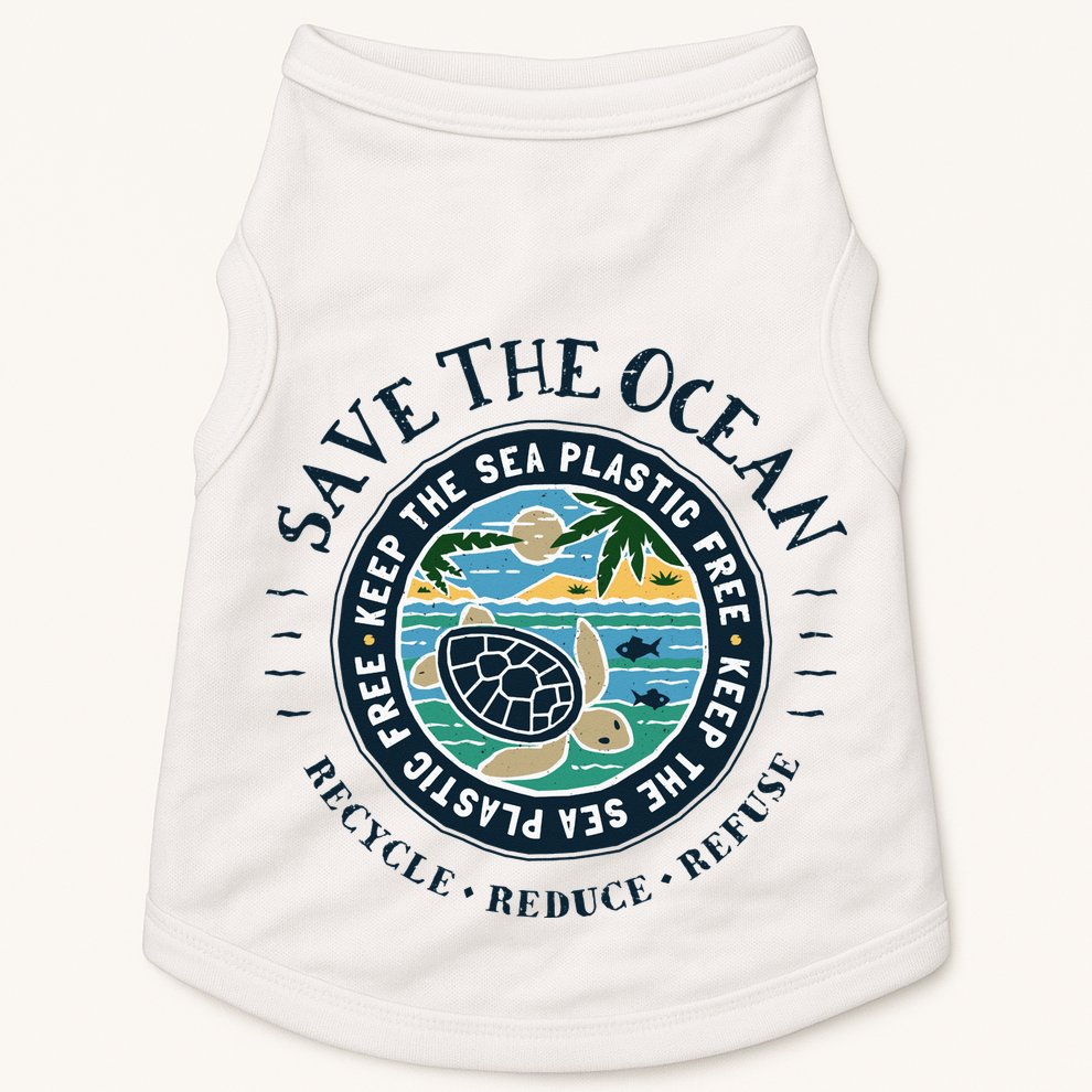 Save The Ocean Keep The Sea Plastic Free Turtle Scene Doggie Tank