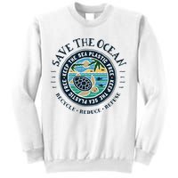 Save The Ocean Keep The Sea Plastic Free Turtle Scene Sweatshirt