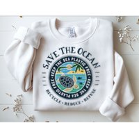 Save The Ocean Keep The Sea Plastic Free Turtle Scene Sweatshirt