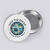 Save The Ocean Keep The Sea Plastic Free Turtle Scene Button