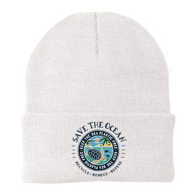 Save The Ocean Keep The Sea Plastic Free Turtle Scene Beanie