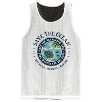 Save The Ocean Keep The Sea Plastic Free Turtle Scene Mesh Reversible Basketball Jersey Tank
