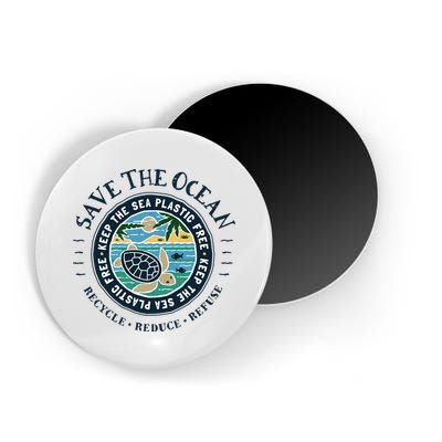 Save The Ocean Keep The Sea Plastic Free Turtle Scene Magnet