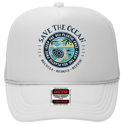 Save The Ocean Keep The Sea Plastic Free Turtle Scene Hat