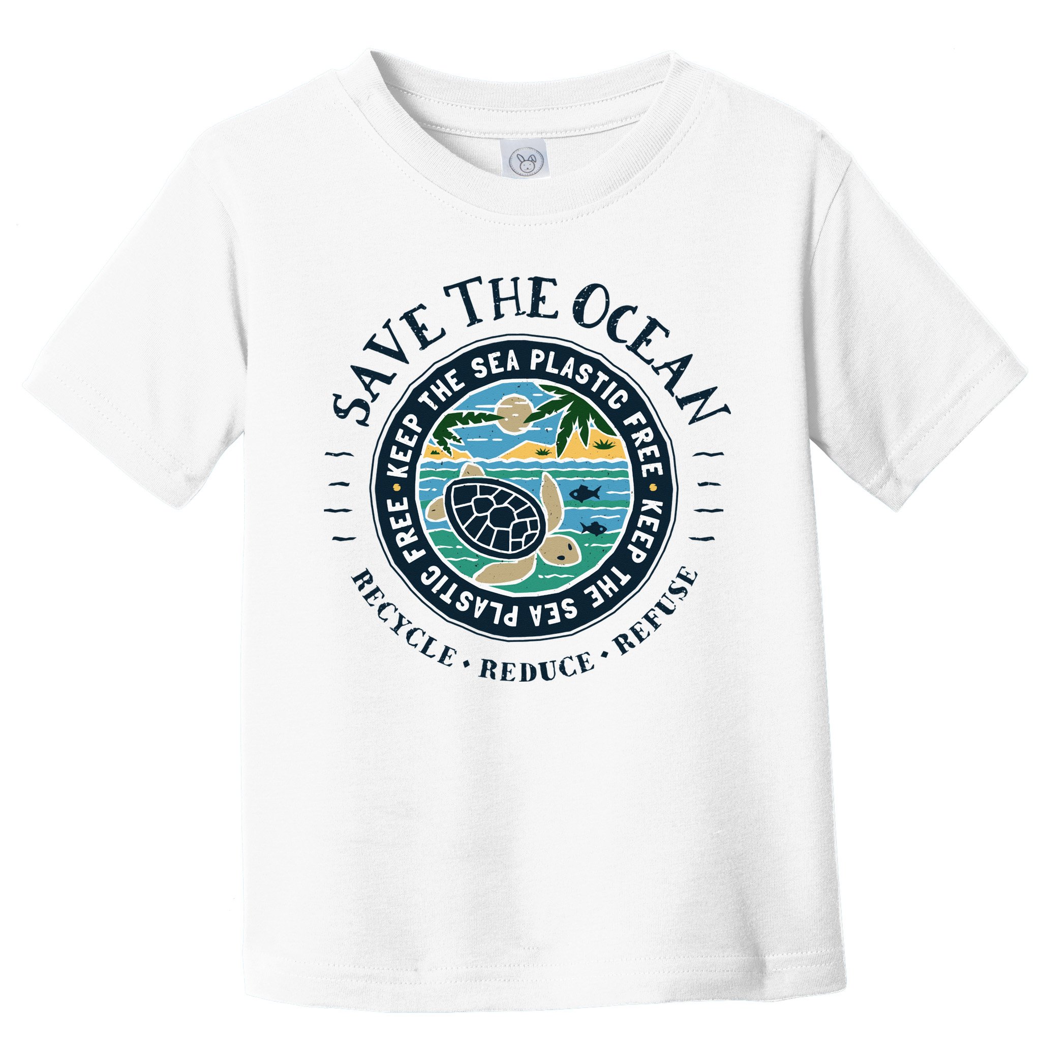 Save The Ocean Keep The Sea Plastic Free Turtle Scene Toddler T-Shirt
