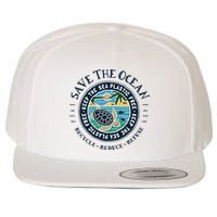 Save The Ocean Keep The Sea Plastic Free Turtle Scene Wool Snapback Cap