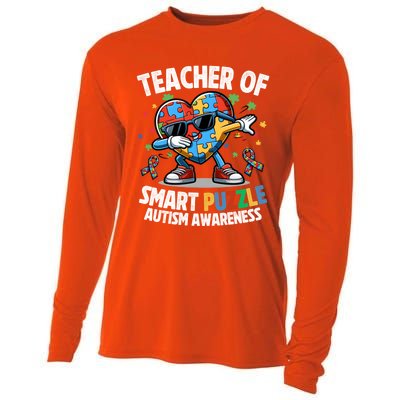 Sped Teacher Of Smart Puzzle Heart Dabbing Autism Awareness Gift Cooling Performance Long Sleeve Crew