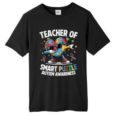 Sped Teacher Of Smart Puzzle Heart Dabbing Autism Awareness Gift Tall Fusion ChromaSoft Performance T-Shirt