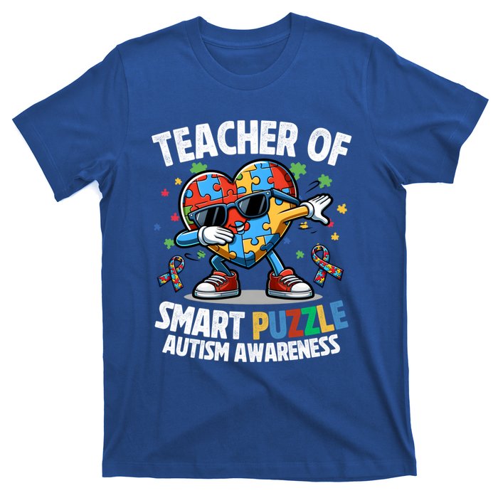 Sped Teacher Of Smart Puzzle Heart Dabbing Autism Awareness Gift T-Shirt