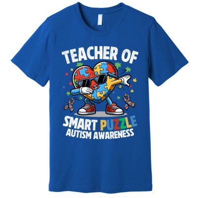 Sped Teacher Of Smart Puzzle Heart Dabbing Autism Awareness Gift Premium T-Shirt