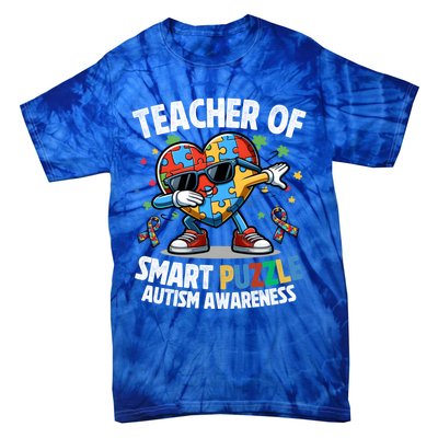 Sped Teacher Of Smart Puzzle Heart Dabbing Autism Awareness Gift Tie-Dye T-Shirt