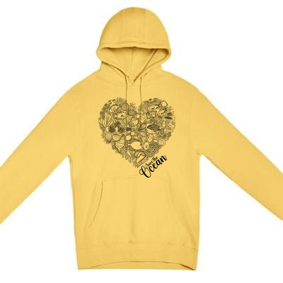 Save The Ocean Sea Love Heart Great Gift For Valentines Day Premium Pullover Hoodie