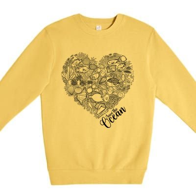 Save The Ocean Sea Love Heart Great Gift For Valentines Day Premium Crewneck Sweatshirt