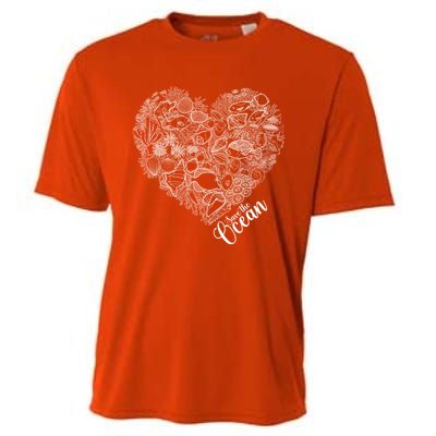 Save The Ocean Sea Love Heart Great Gift For Valentines Day Cooling Performance Crew T-Shirt