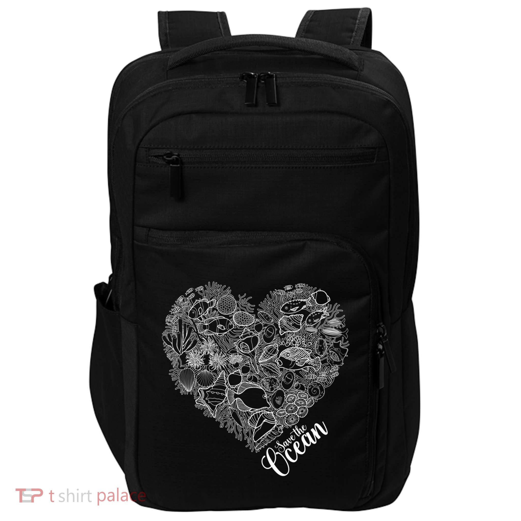 Save The Ocean Sea Love Heart Great Gift For Valentines Day Impact Tech Backpack