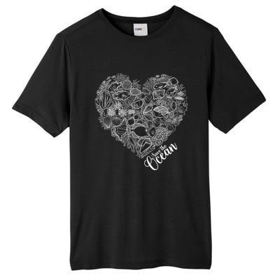 Save The Ocean Sea Love Heart Great Gift For Valentines Day Tall Fusion ChromaSoft Performance T-Shirt