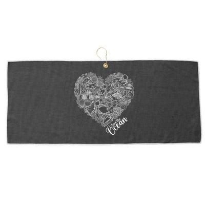 Save The Ocean Sea Love Heart Great Gift For Valentines Day Large Microfiber Waffle Golf Towel