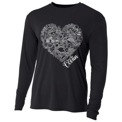 Save The Ocean Sea Love Heart Great Gift For Valentines Day Cooling Performance Long Sleeve Crew