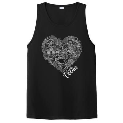 Save The Ocean Sea Love Heart Great Gift For Valentines Day PosiCharge Competitor Tank