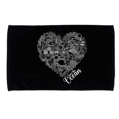 Save The Ocean Sea Love Heart Great Gift For Valentines Day Microfiber Hand Towel