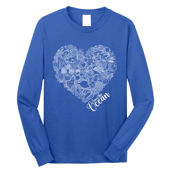 Save The Ocean Sea Love Heart Great Gift For Valentines Day Long Sleeve Shirt