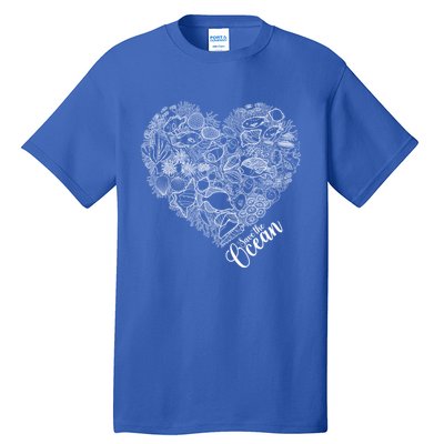 Save The Ocean Sea Love Heart Great Gift For Valentines Day Tall T-Shirt