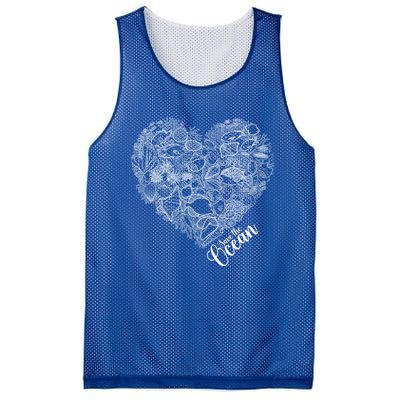 Save The Ocean Sea Love Heart Great Gift For Valentines Day Mesh Reversible Basketball Jersey Tank