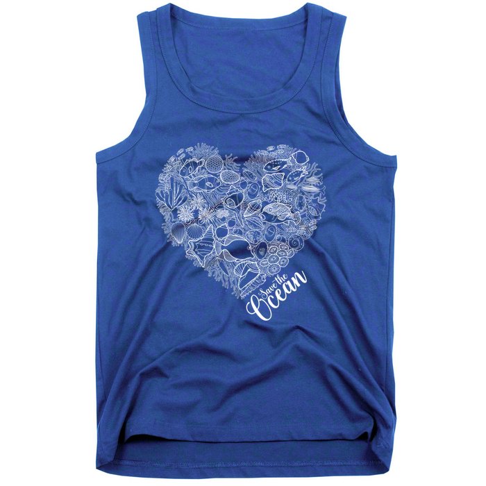 Save The Ocean Sea Love Heart Great Gift For Valentines Day Tank Top