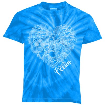 Save The Ocean Sea Love Heart Great Gift For Valentines Day Kids Tie-Dye T-Shirt