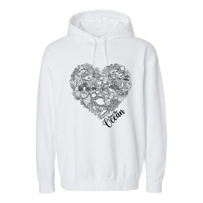 Save The Ocean Sea Love Heart Great Gift For Valentines Day Garment-Dyed Fleece Hoodie