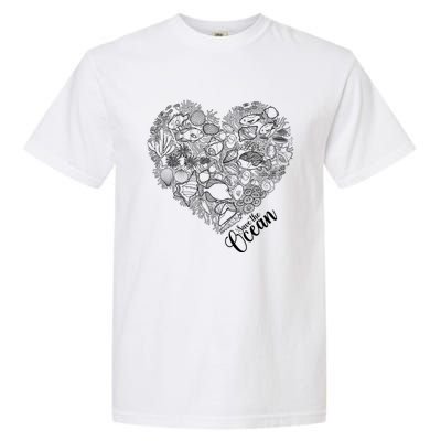 Save The Ocean Sea Love Heart Great Gift For Valentines Day Garment-Dyed Heavyweight T-Shirt