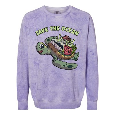 Save The Ocean Sea Turtle Coral Reef Marine Environtal Gift Colorblast Crewneck Sweatshirt