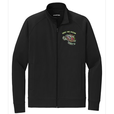 Save The Ocean Sea Turtle Coral Reef Marine Environtal Gift Stretch Full-Zip Cadet Jacket