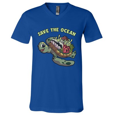 Save The Ocean Sea Turtle Coral Reef Marine Environtal Gift V-Neck T-Shirt