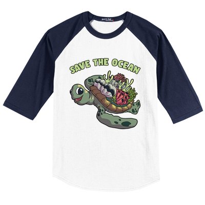 Save The Ocean Sea Turtle Coral Reef Marine Environtal Gift Baseball Sleeve Shirt