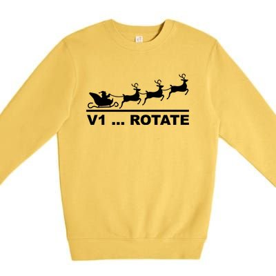 Santa Take Off Funny Pilot Airplane Christmas Gift Premium Crewneck Sweatshirt