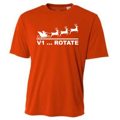 Santa Take Off Funny Pilot Airplane Christmas Gift Cooling Performance Crew T-Shirt