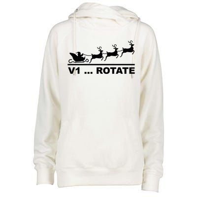 Santa Take Off Funny Pilot Airplane Christmas Gift Womens Funnel Neck Pullover Hood